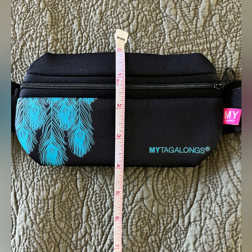 My Tagalongs blue & black neoprene fanny pack.